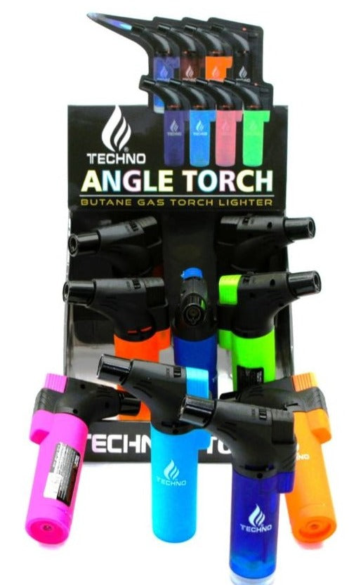 TECHNO ANGLE TORCH | BUTANE GAS TORCH LIGHTER | MIX COLOR | 9 COUNT