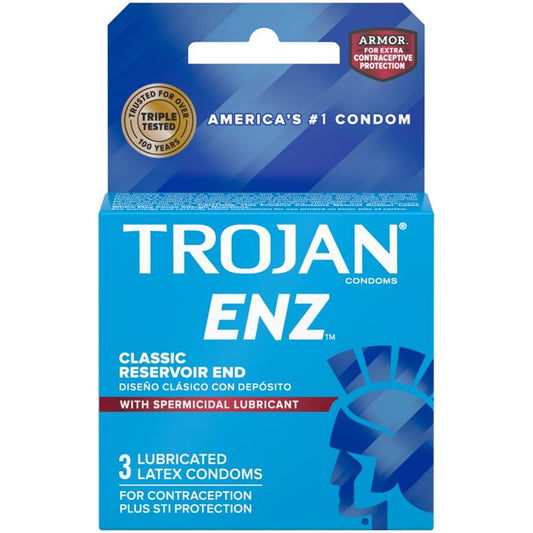 TROJAN | ENZ WITH SPERMICIDAL LUBRICANT | 3 CT PER PACK | 6 PACK SET