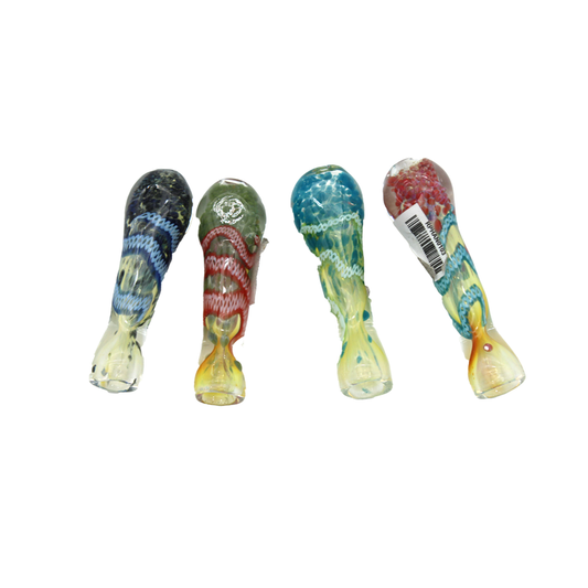 3" ASSORTED COLORS TWISTED ROD&FRIT ART CHILLUM | 1CT