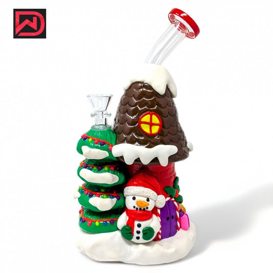  10" Candy Cabin Snowman's Grove Glow-in-the-Dark Water Pipe
