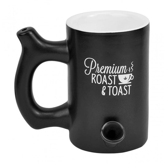 Roast & Toast Mug - Shiny Black With White Logo