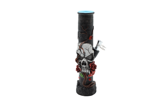 10" CLAY SKULL WHITE FACE | WATER PIPE
