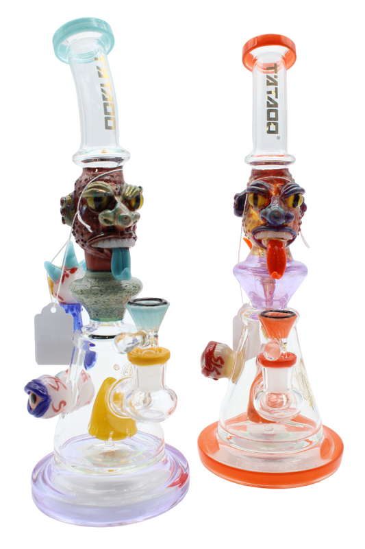 TATTOO WATER PIPE WITH MONSTER FACE ASSORTED COLOR