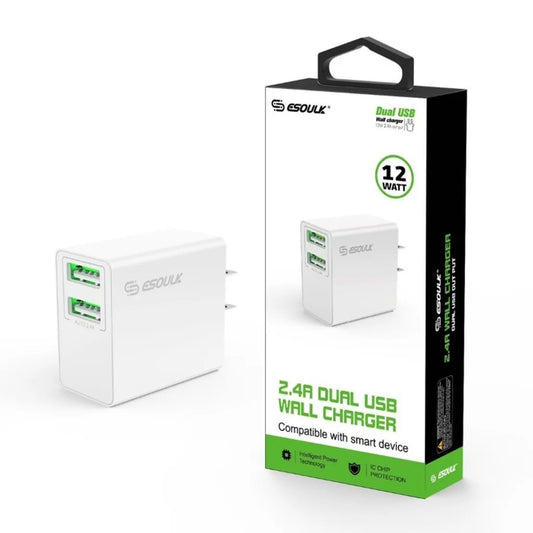 ESOULK | 12 W 2.4A DUAL USB WALL CHARGER