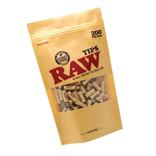 RAW UNREFINED PRE ROLLED TIPS BAG | 200CT PER BAG