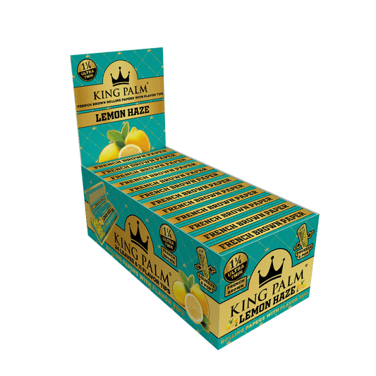 KING PALM FRENCH BROWN ROLLING PAPERS 1 1/4 SIZE | 32 LEAVES & 16 FLAVORED TIPS