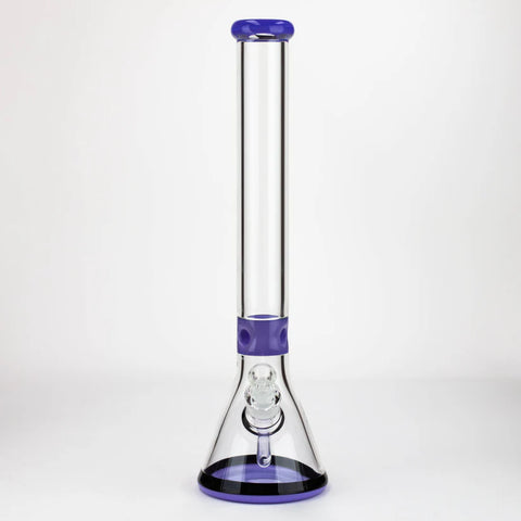 18" COLORED LIP & BASE BLACK STRIPE BEAKER WATER PIPE 14MM BOWL