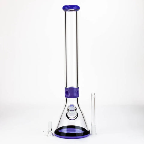 18" COLORED LIP & BASE BLACK STRIPE BEAKER WATER PIPE 14MM BOWL