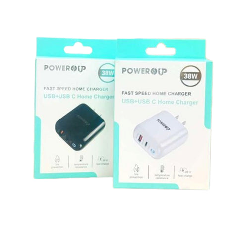 POWER UP USB+USB C HOME CHARGER | FAST HOME CHARGER 38W