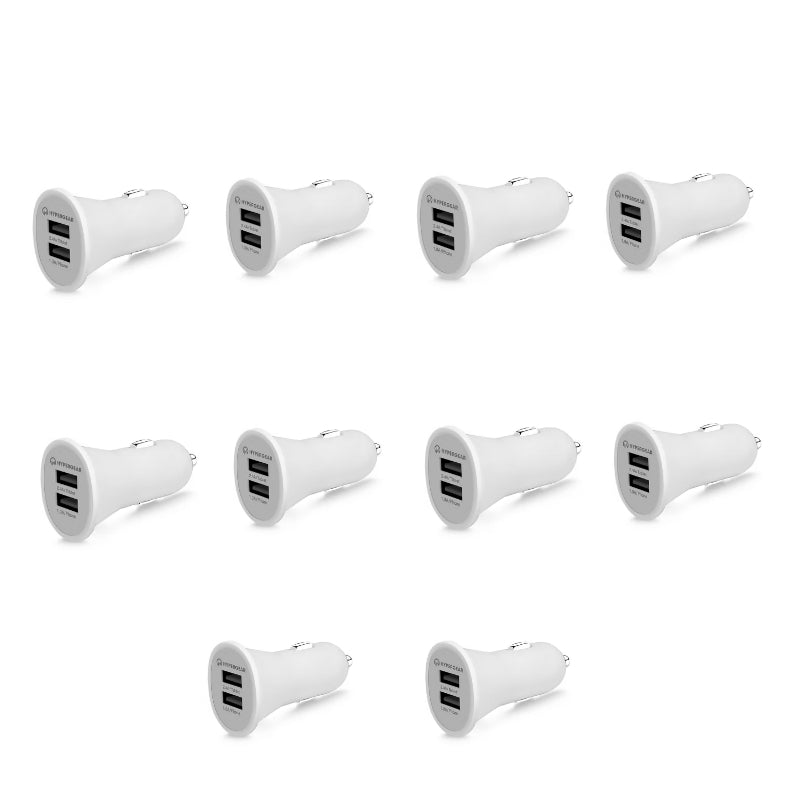 CAR ADAPTER 2PORT WHITE 10COUNT