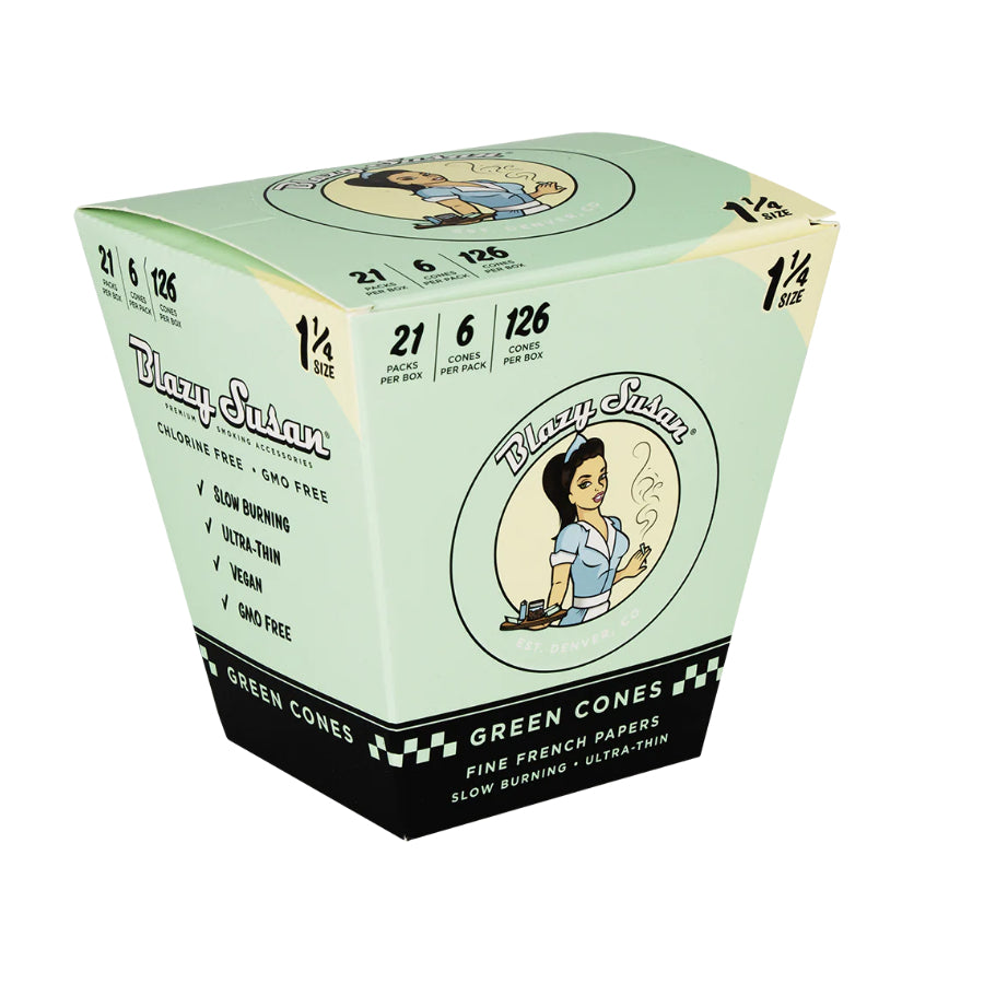 BLAZY SUSAN GREEN CONES 1 1/4 SIZE 6 CONES PER PACK | 21 PACKS PER BOX