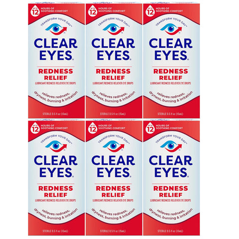 CLEAR EYES REDNESS RELIEF EYE DROPS 6 COUNT 0.5FL OZ