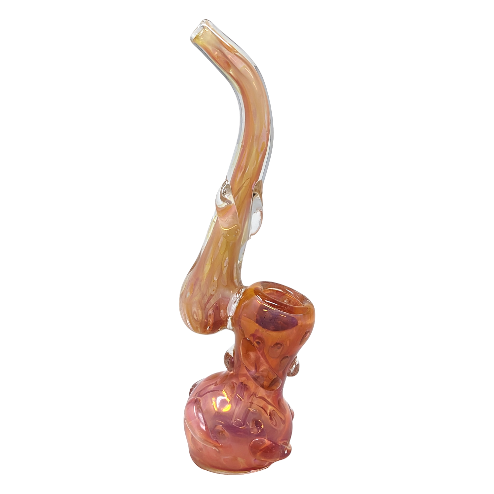 7" GOLD FUMED MULTI MARBLE ART BUBBLER | HAND PIPE