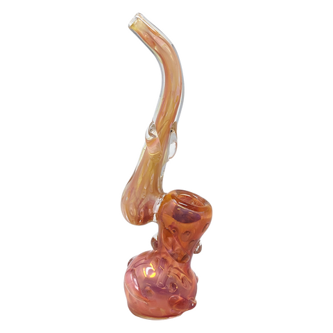 7" GOLD FUMED MULTI MARBLE ART BUBBLER | HAND PIPE