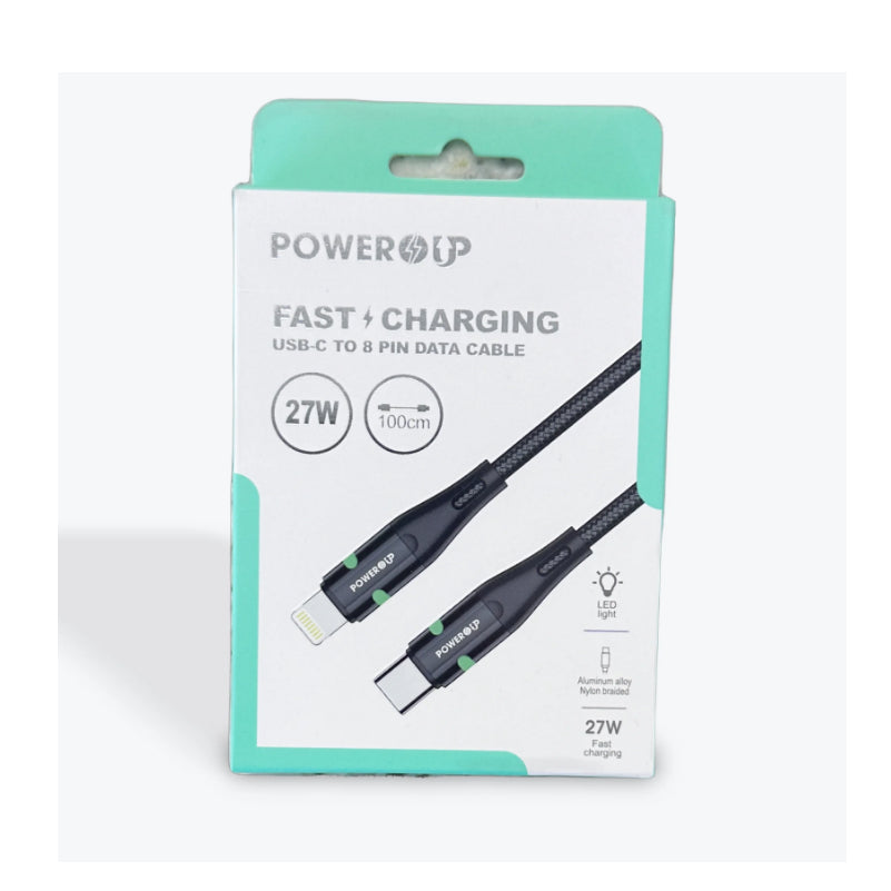 POWER UP USB-C TO 8 PIN DATA CABLE 100CM | 27W FAST CHARGING