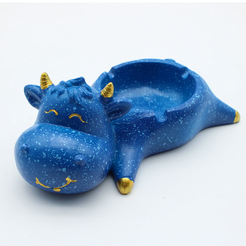 BLUE SLEEPING COW ASHTRAY 1CT