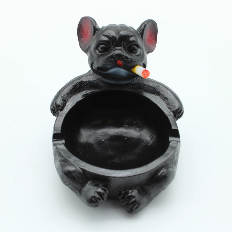 SMOKING BLACK DOG ASHTRAY 1CT