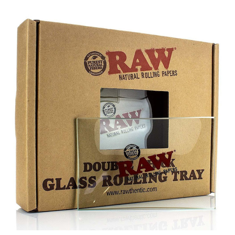 RAW DOUBLE THICK GLASS ROLLING TRAY