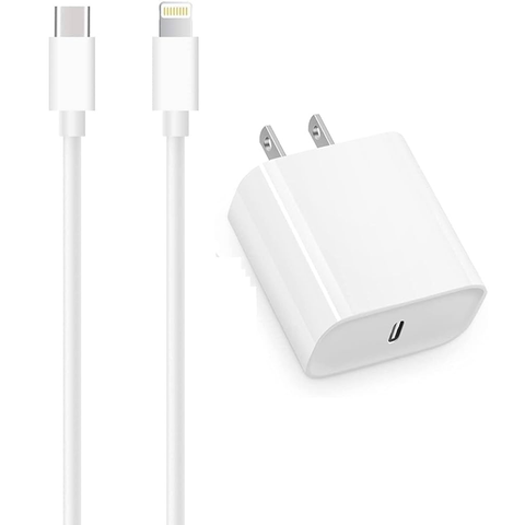 USB-C | 20W POWER ADAPTER | USB-C TO LIGHTNING CABLE | WHITE