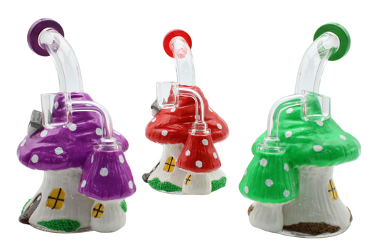 7" BEND TUBE WATER PIPE WITH MUSHROOM (Multicolor)