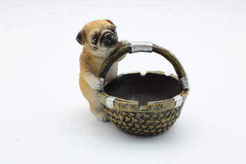 CUTE PUG WITH BASKET ASHTRAY 1CT