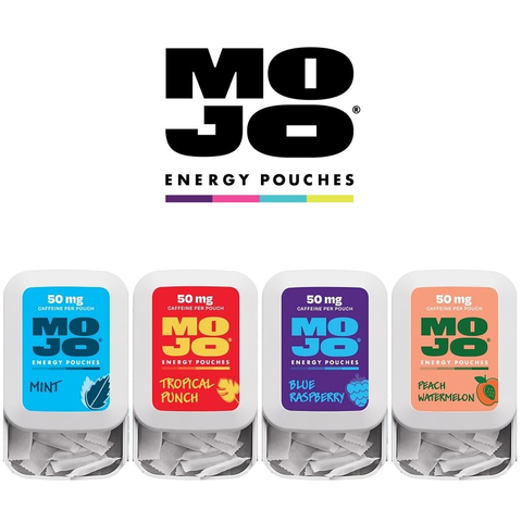 MOJO ENERGY POUCHES 5 PACK PER BOX | 15 POUCHES PER PACK | 50MG CAFFINE PER POUCH