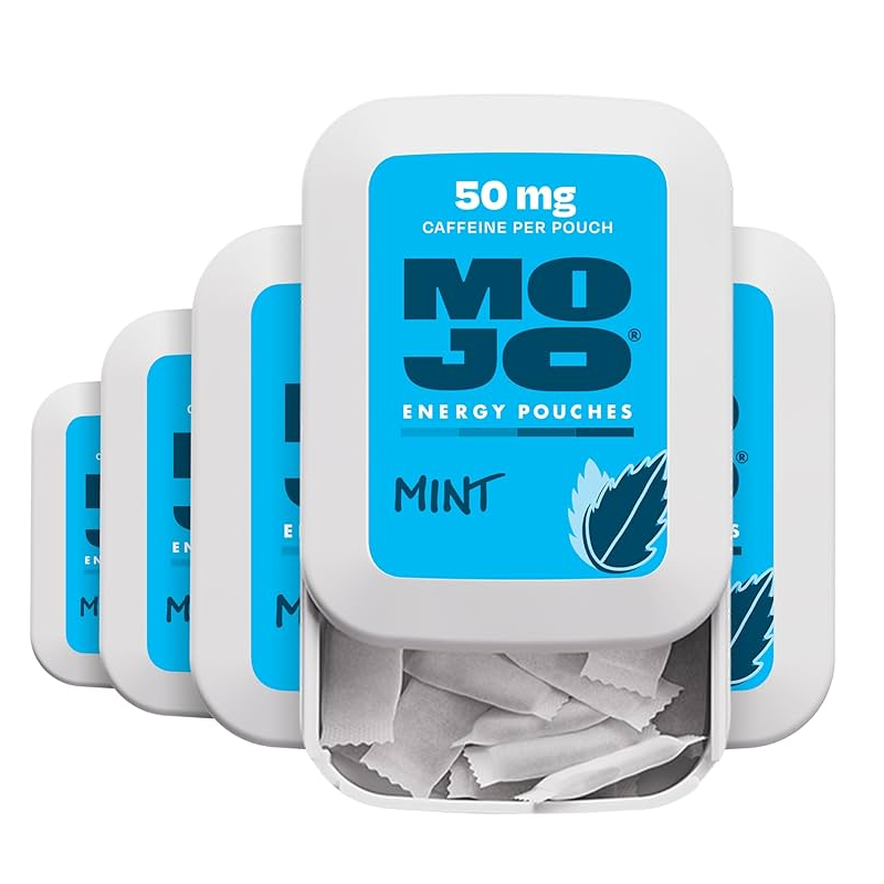 MOJO ENERGY POUCHES 5 PACK PER BOX | 15 POUCHES PER PACK | 50MG CAFFINE PER POUCH