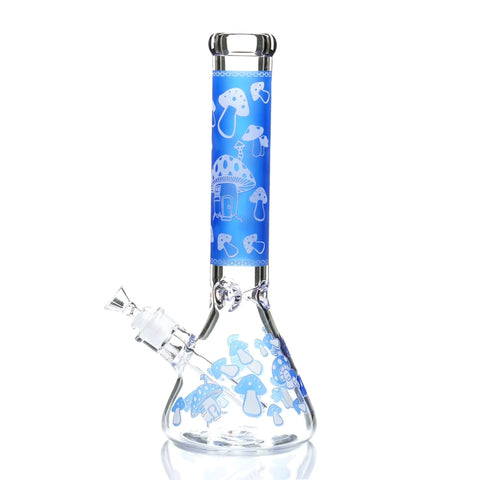 14" MUSHROOM GLOW IN DARK BEAKER WATER PIPE