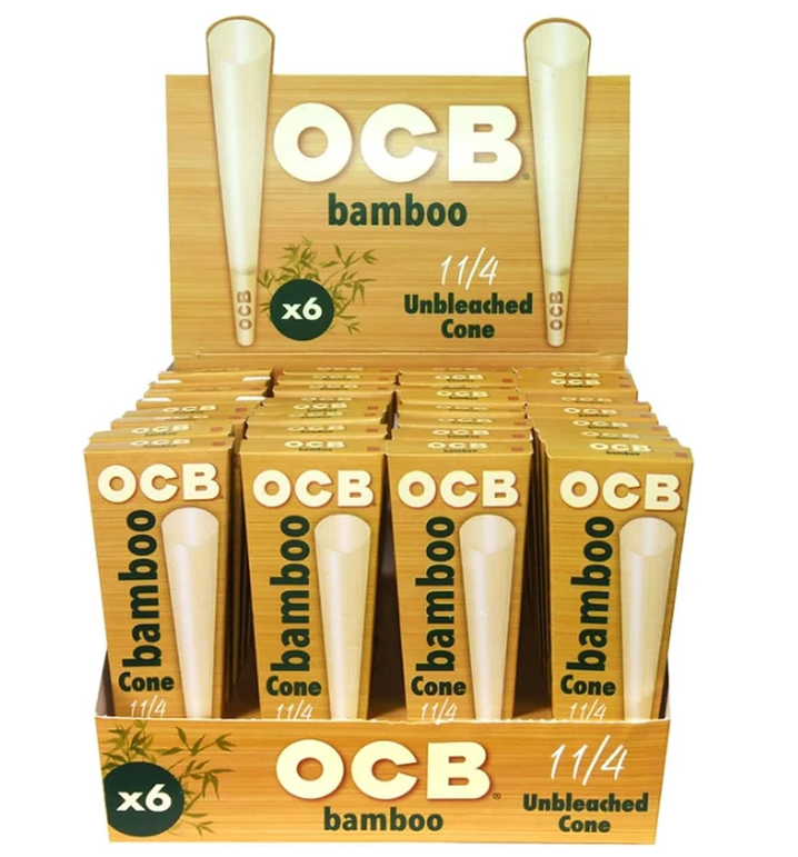 OCB BAMBOO UNBLEACHED CONES | SIZE 1 1/4 | 32 X 6 PACK