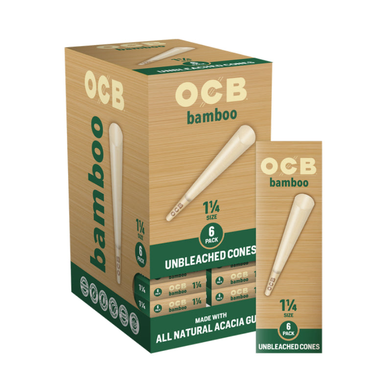 OCB BAMBOO UNBLEACHED CONES | 1 1/4 SIZE | 6 PACK | 24 COUNT
