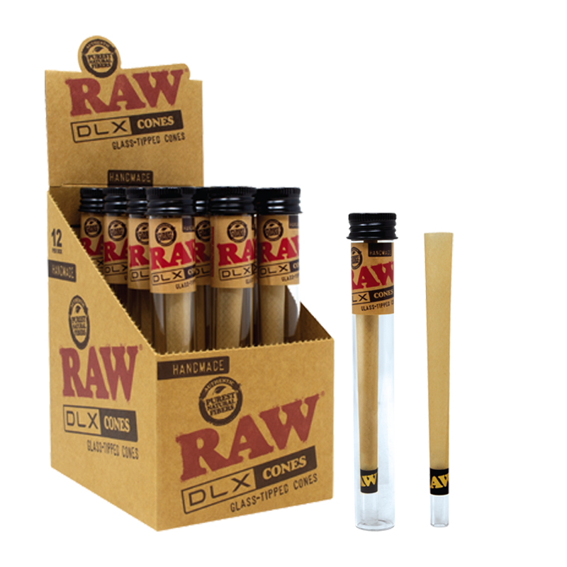 RAW-CLASSIC CONES | DLX CANNON GLASS TIPPED CONE | 12 PER BOX