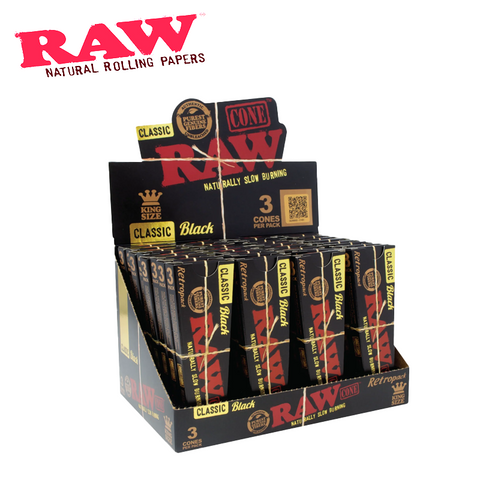 RAW- CLASSIC BLACK CONES| KING SIZE