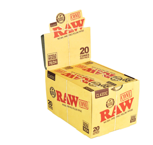 RAW-CLASSIC CONES | SINGLE SIZE 70/24 | 20 CONES PER PACK