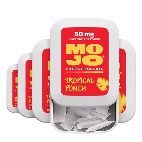 MOJO ENERGY POUCHES 5 PACK PER BOX | 15 POUCHES PER PACK | 50MG CAFFINE PER POUCH