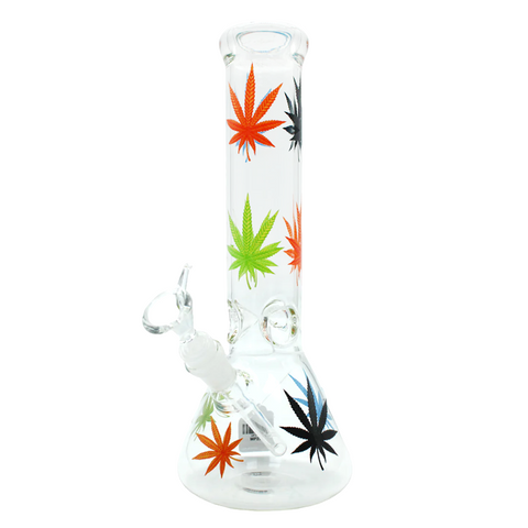 12" 5MM LEAF DECAL ART BEAKER | WATER PIPE