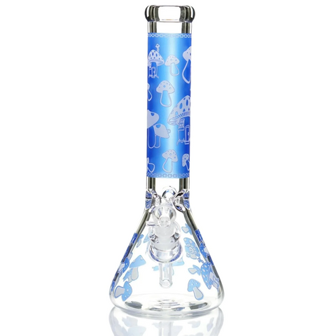 14" MUSHROOM GLOW IN DARK BEAKER WATER PIPE