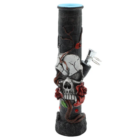 10" CLAY SKULL WHITE FACE | WATER PIPE