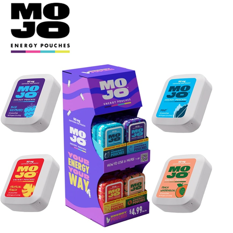 MOJO ENERGY POUCHES 20 COUNT PER DISPLAY 50MG CAFFEINE PER POUCH