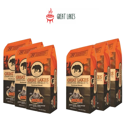 GREAT LAKES CHARCOAL BRIQUETTES | 6 PACK | 7.7LB PER PACK- PICKUP OR DELIVERY WITHIN LIMITS ONLY