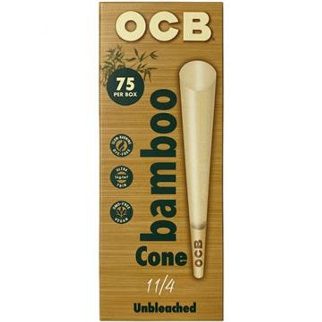 OCB BAMBOO CONES UNBLEACHED | 1 1/4 SIZE | 75ct