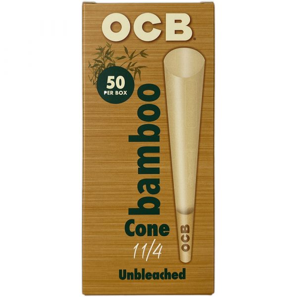 OCB BAMBOO CONES UNBLEACHED | 1 1/4 SIZE | 50ct