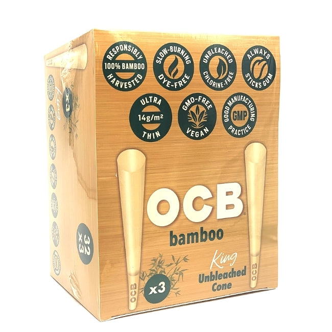 OCB BAMBOO | UNBLEACHED CONE KING SIZE | 32 x 3PK