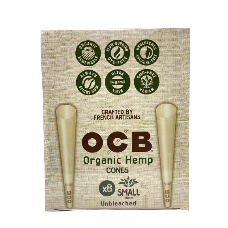 OCB ORGANIC HEMP CONES | SMALL 78MM | 32 x 8 PK