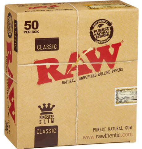 RAW CLASSIC KING SIZE SLIM ROLLING PAPERS | 50CT