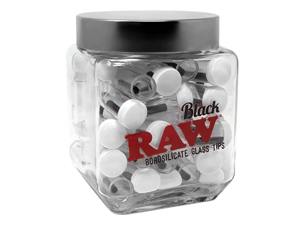 RAW BLACK GLASS TIPS | 50CT JAR