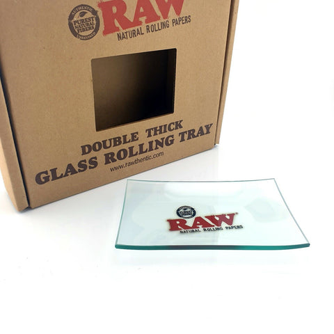 RAW DOUBLE THICK GLASS ROLLING TRAY